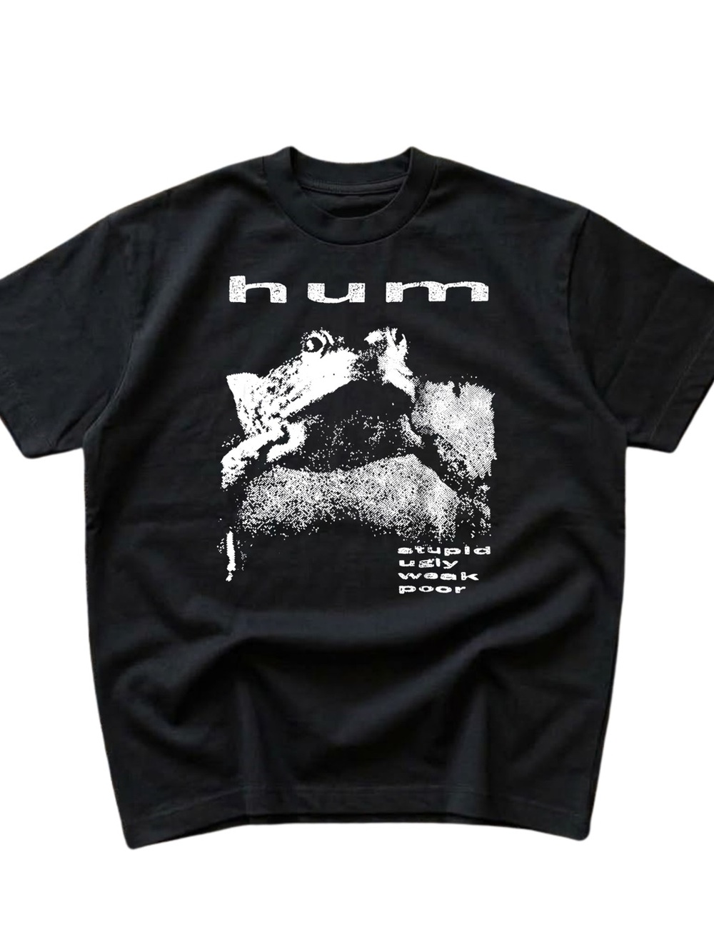 Gildan Black Short Sleeve Tee with White Hum Graphic and Band Logo